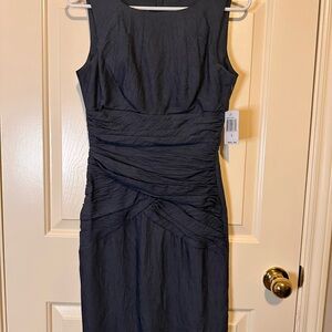 Teeze Me Navy Sleeveless Ruched Sheath Dress